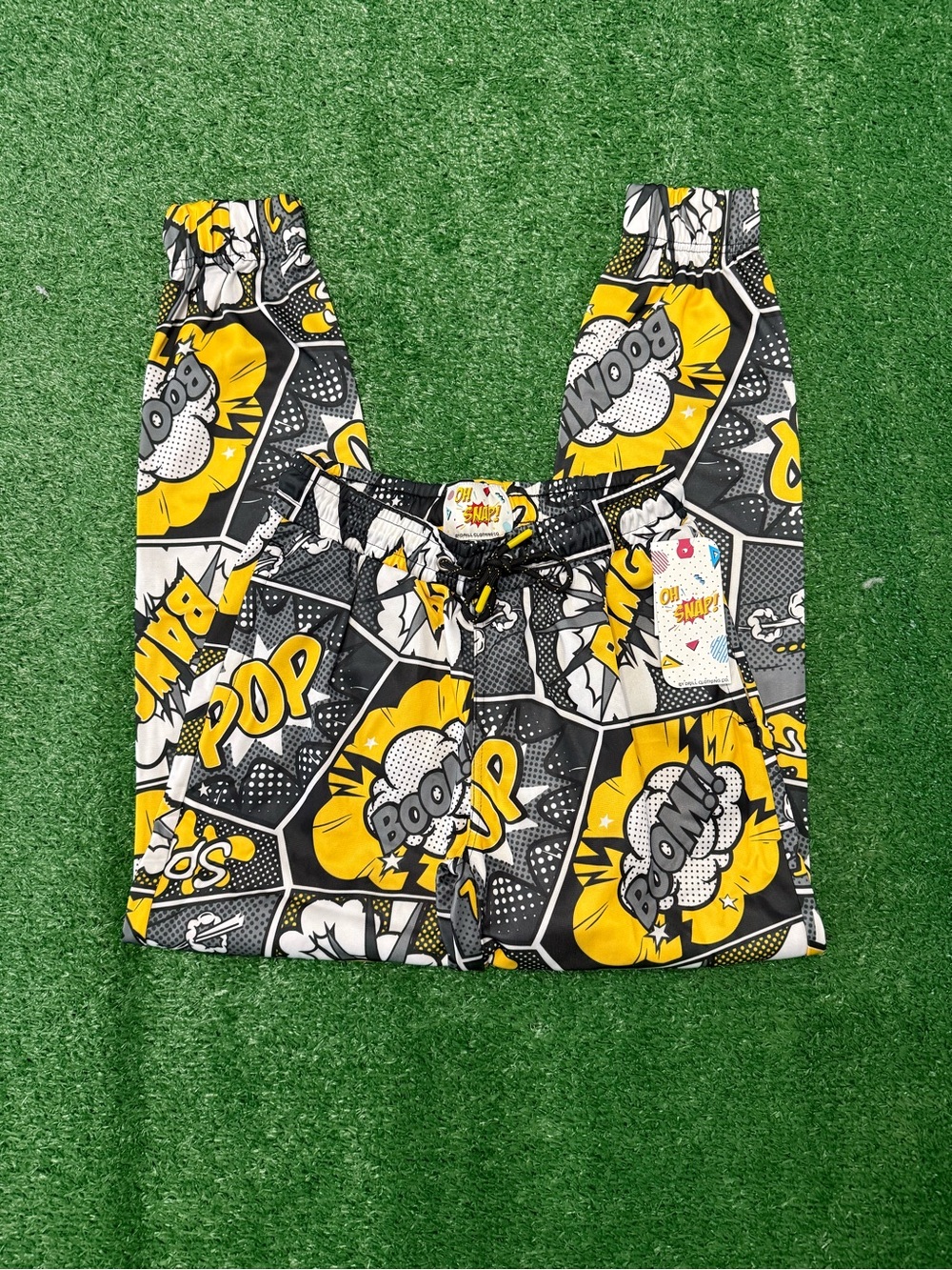 Snap Black, Yellow & White Comic Print Jogger Sweatpants